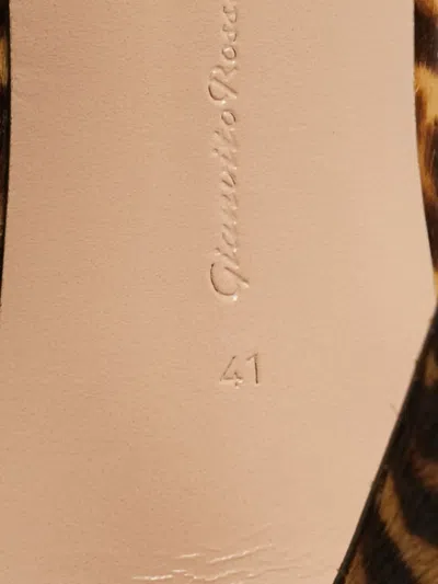 Pre-owned Gianvito Rossi Peep-toe Animal-print Boots In Brown