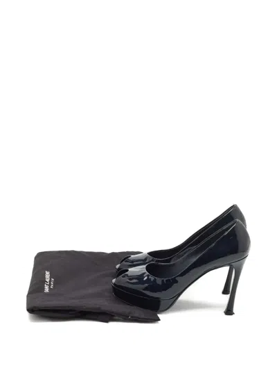 Pre-owned Saint Laurent Peep-toe Platform Pumps In Blue