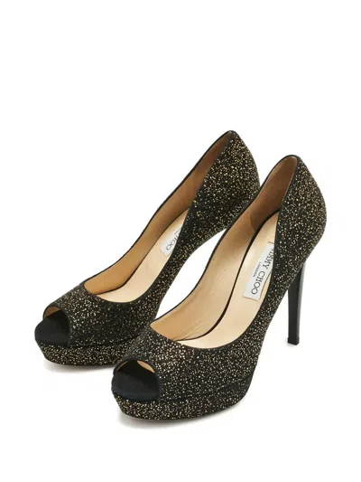 Pre-owned Jimmy Choo Peep-toe Platform Pumps In Black