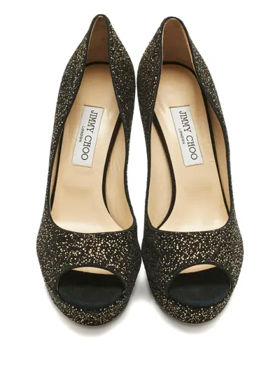 Pre-owned Jimmy Choo Peep-toe Platform Pumps In Black