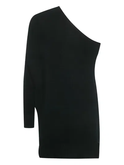 Pre-owned Valentino One-shoulder Cashmere Sweater In Black