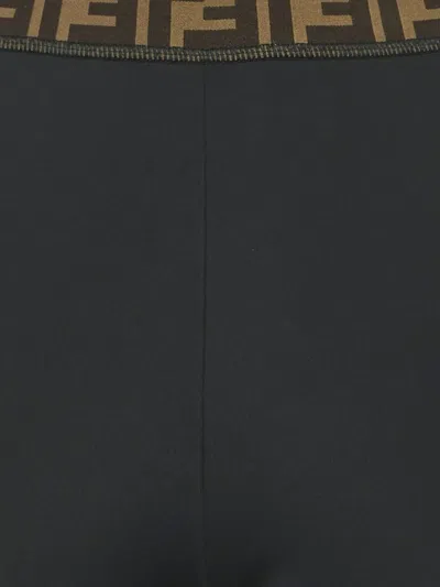 Pre-owned Fendi Logo-print Cycling Trousers In Black