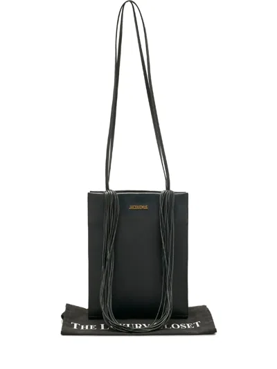 Pre-owned Jacquemus A4 Leather Shoulder Bag In Black