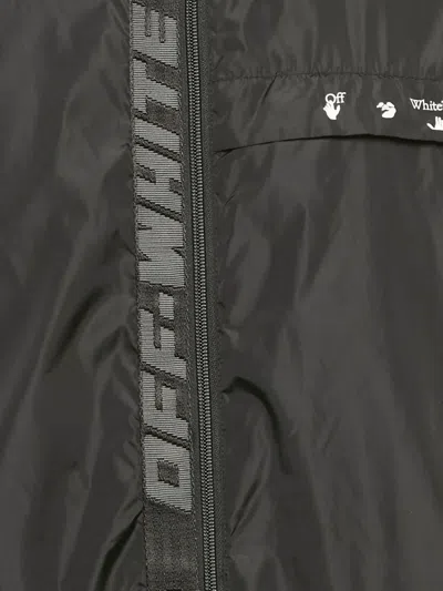 Pre-owned Off-white Logo Zip-up Windbreaker In Black