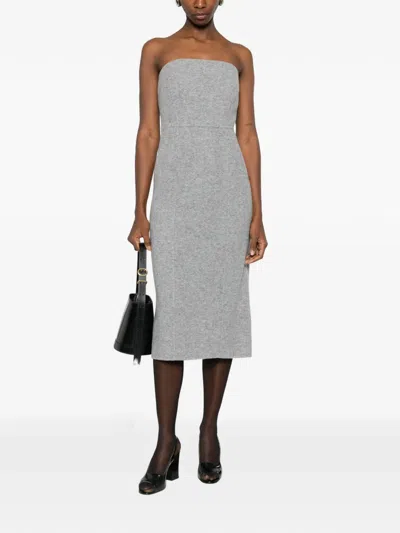 Max Mara Strapless Midi Dress In Gray