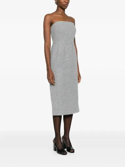 Max Mara Strapless Midi Dress In Gray
