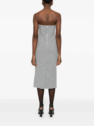 Max Mara Strapless Midi Dress In Gray