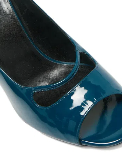 Pre-owned Balenciaga Leather Peep-toe Pumps In Blue