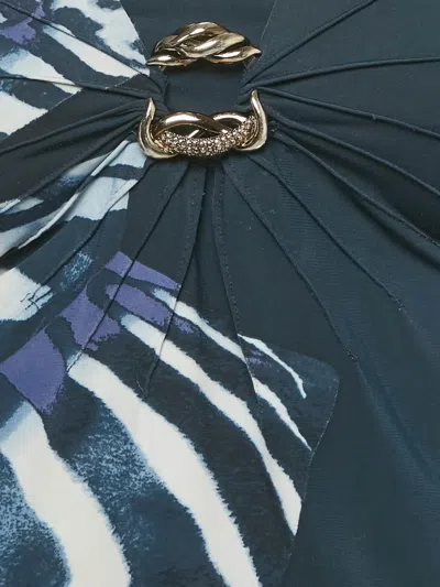 Pre-owned Roberto Cavalli Jersey Zebra Print Top In Blue