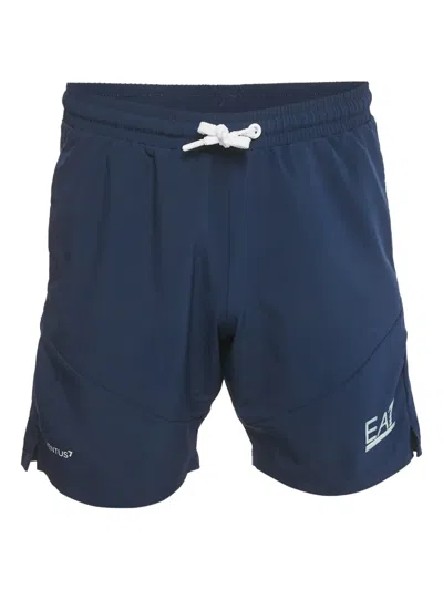 Pre-owned Emporio Armani Logo-print Track Shorts In Blue