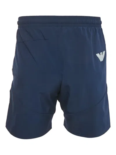 Pre-owned Emporio Armani Logo-print Track Shorts In Blue