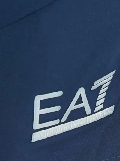 Pre-owned Emporio Armani Logo-print Track Shorts In Blue