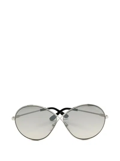 Pre-owned Tom Ford Rania 02 Round Sunglasses In Silver