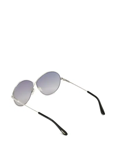 Pre-owned Tom Ford Rania 02 Round Sunglasses In Silver