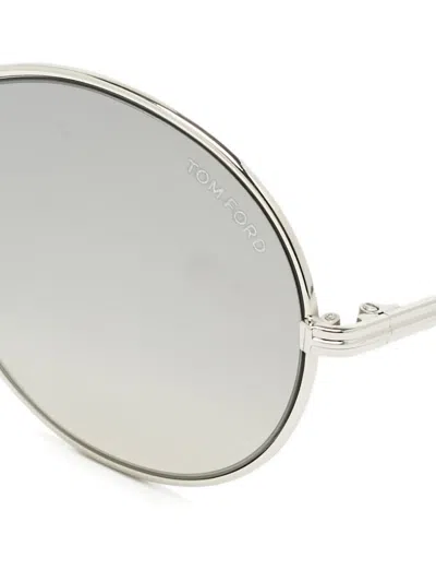 Pre-owned Tom Ford Rania 02 Round Sunglasses In Silver