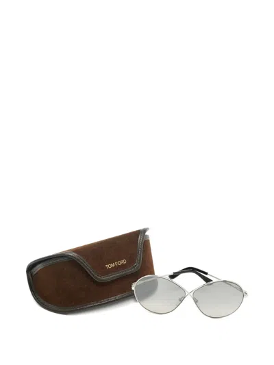Pre-owned Tom Ford Rania 02 Round Sunglasses In Silver
