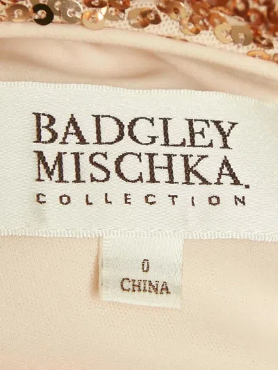 Pre-owned Badgley Mischka Sequined One-shoulder Gown In Gold