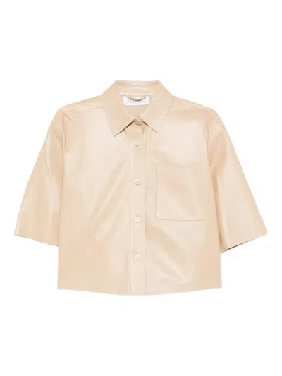 Max Mara Arcella Cropped Leather Jacket In Neutral