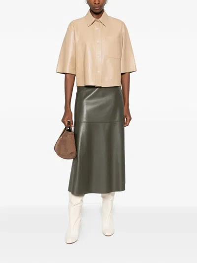 Max Mara Arcella Cropped Leather Jacket In Neutral