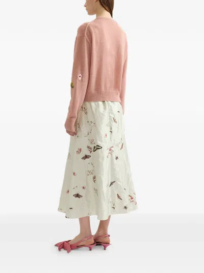 Erdem Embellished Crew Neck Cardigan In Pink