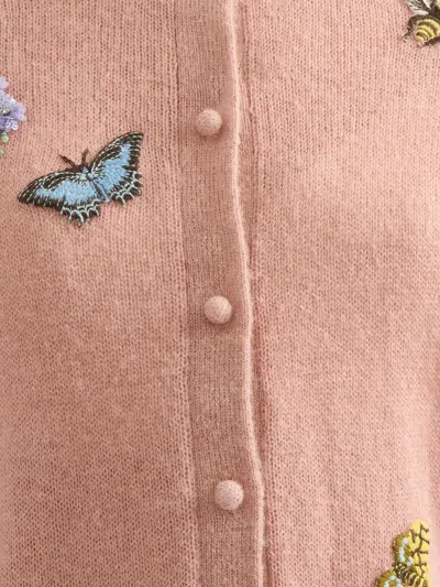 Erdem Embellished Crew Neck Cardigan In Pink