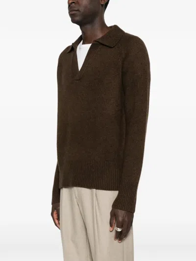 Arch4 Mr Clifton V-neck Sweater In Brown