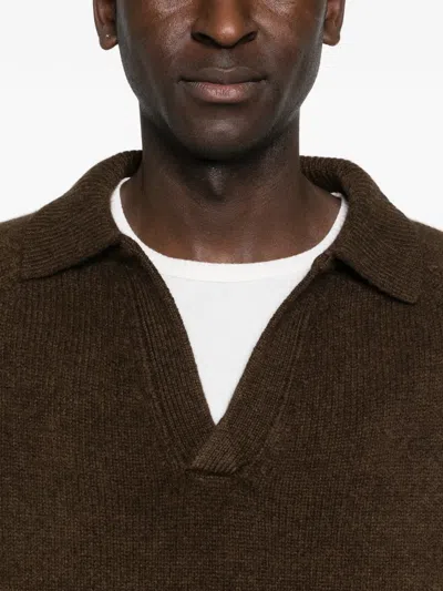 Arch4 Mr Clifton V-neck Sweater In Brown