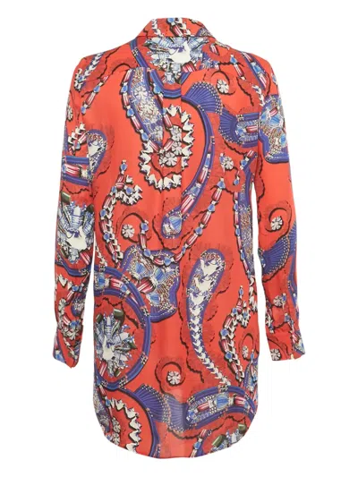 Pre-owned Mary Katrantzou Silk Graphic-print Mini Dress In Red