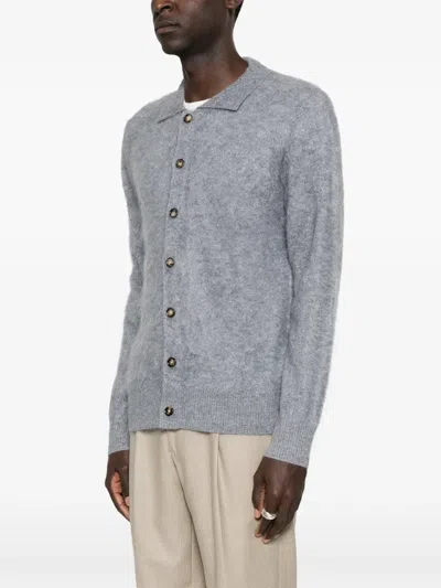 Arch4 Mr Brown Button-down Collared Cardigan In Gray