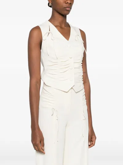 Botsi Tie-detail Ruched-design Waistcoat In Neutral