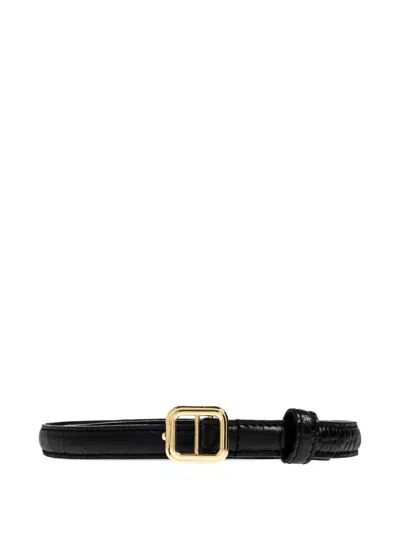 Lie Studio Georgia Slim Croc Belt In Black