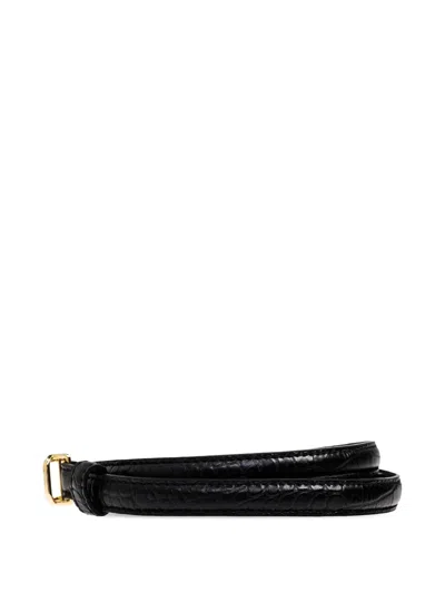 Lie Studio Georgia Slim Croc Belt In Black