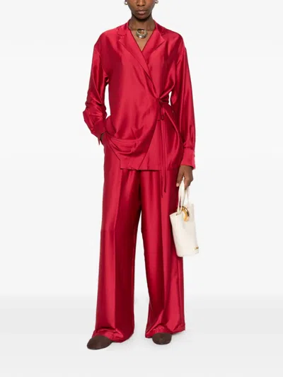 Silkylicious Tie-detail Kimono Set In Red