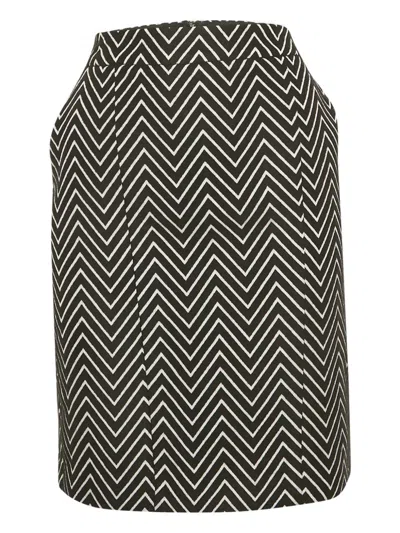 Pre-owned Max & Co Chevron Midi Skirt In Black