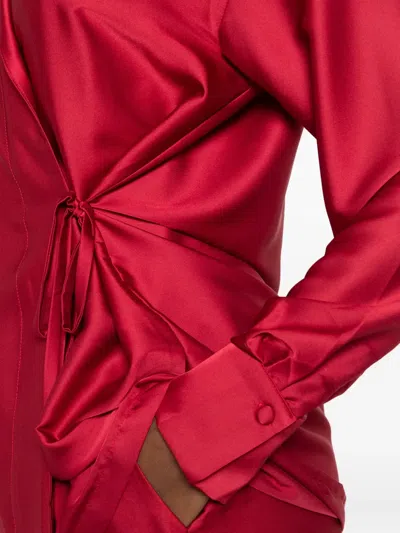 Silkylicious Tie-detail Kimono Set In Red
