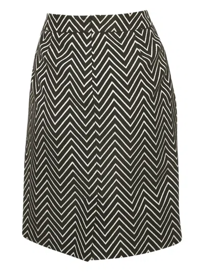 Pre-owned Max & Co Chevron Midi Skirt In Black