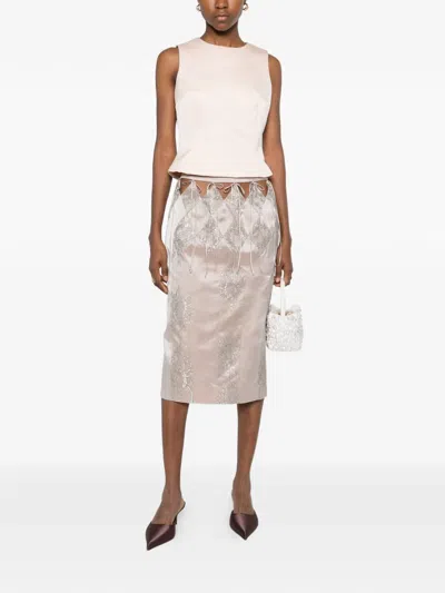 Botsi Lumiere Diamond-lace Midi Skirt In Neutral