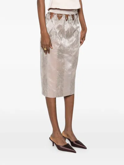 Botsi Lumiere Diamond-lace Midi Skirt In Neutral