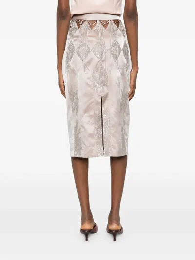 Botsi Lumiere Diamond-lace Midi Skirt In Neutral