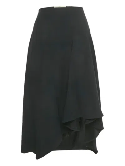 Pre-owned Vanessa Bruno Asymmetric Midi Skirt In Black