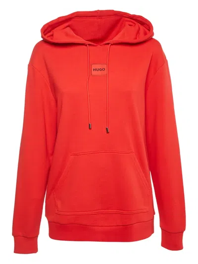 Pre-owned Hugo Boss Logo-appliqué Hoodie In Red