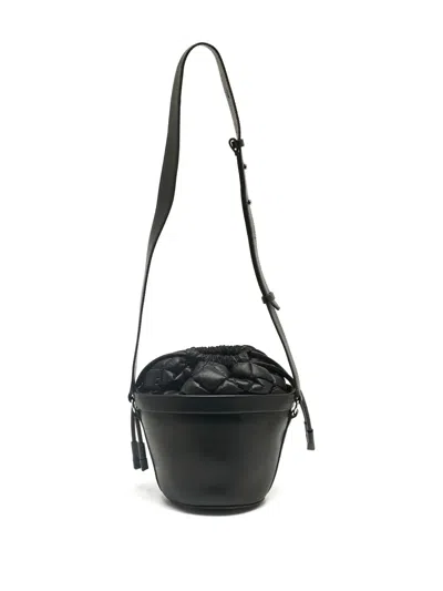 Pre-owned Moncler Vintage Leather Bucket Bag In Black