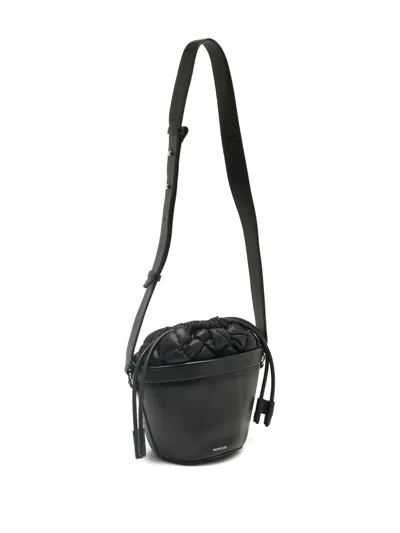 Pre-owned Moncler Vintage Leather Bucket Bag In Black