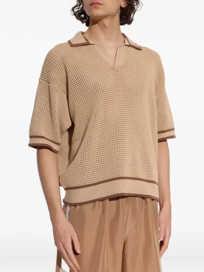 Dsquared2 Open Knit Embroidered T-shirt In Gold