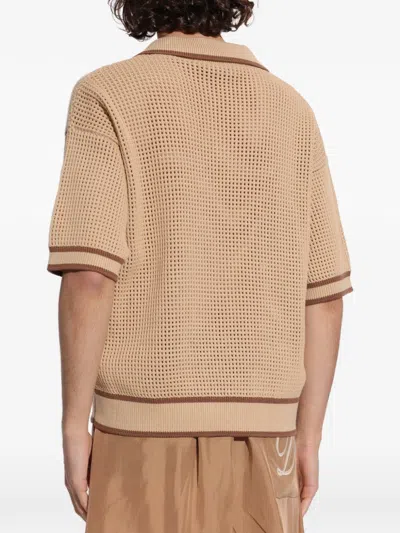 Dsquared2 Open Knit Embroidered T-shirt In Gold