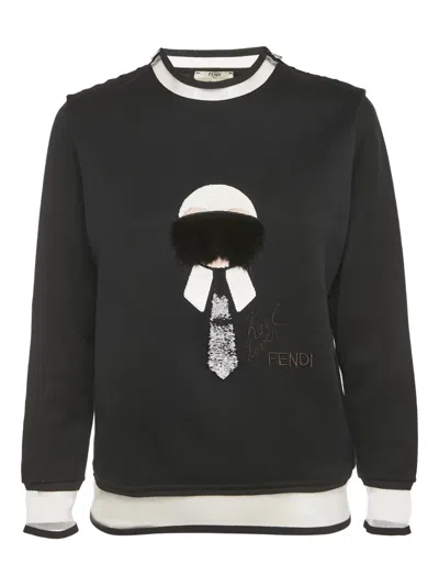 Pre-owned Fendi X Karl Lagerfeld Karl Loves  Sweatshirt In Black