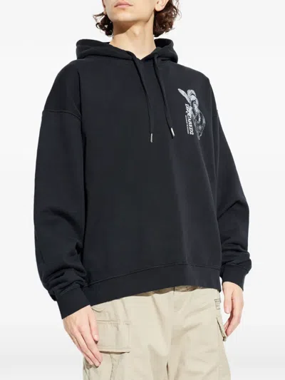 Dsquared2 Graphic Hooded Sweatshirt In Black
