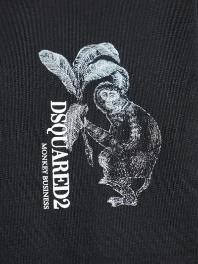 Dsquared2 Graphic Hooded Sweatshirt In Black