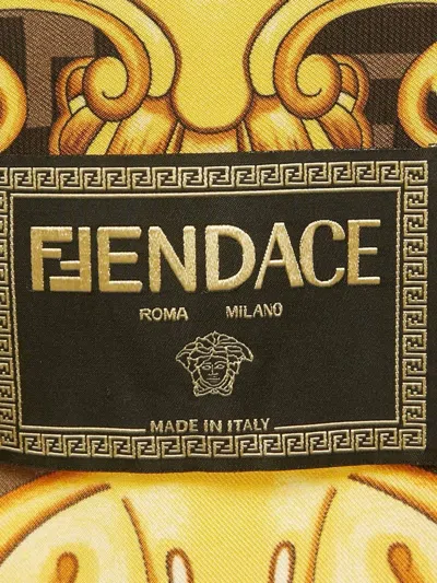 Pre-owned Fendi X Versage Baroque Aqua Silk Shirt In Blue