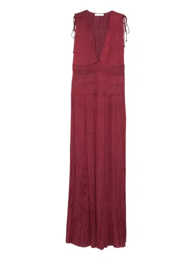 Ulla Johnson Tasneem V-neck Tie-shoulder Maxi Dress In Red